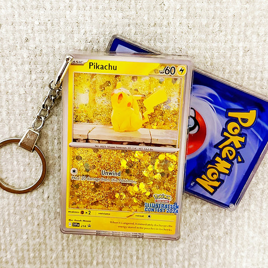 Pikachu Card Quicksand Keychain