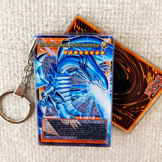BUUE EVES WHITE DRAGON THE WHITE PHANTON BEAST Card Quicksand Keychain