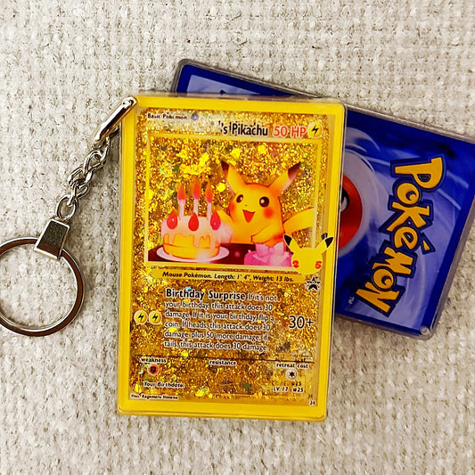 “_____'s Pikachu” Card Quicksand Keychain