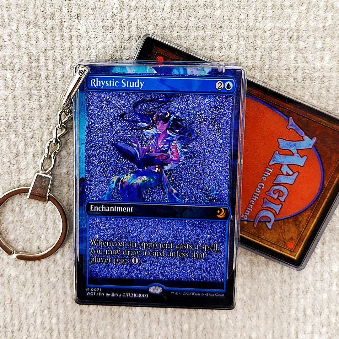 Rhystic Study Card Quicksand Keychain