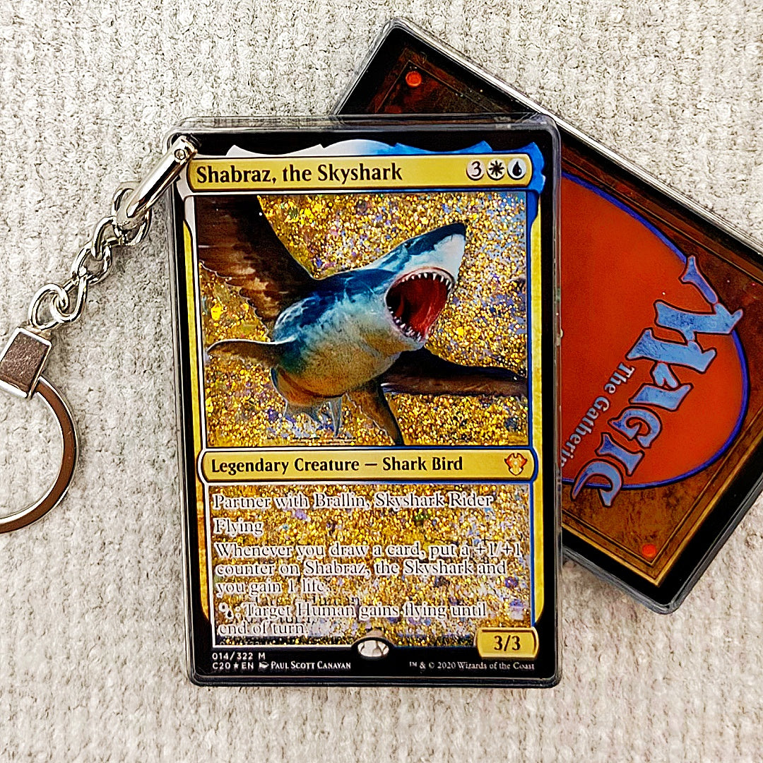 Shabraz, the Skyshark Card Quicksand Keychain