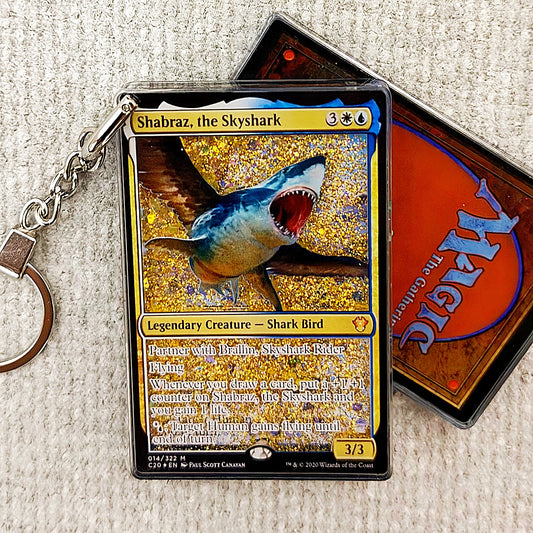 Shabraz, the Skyshark Card Quicksand Keychain