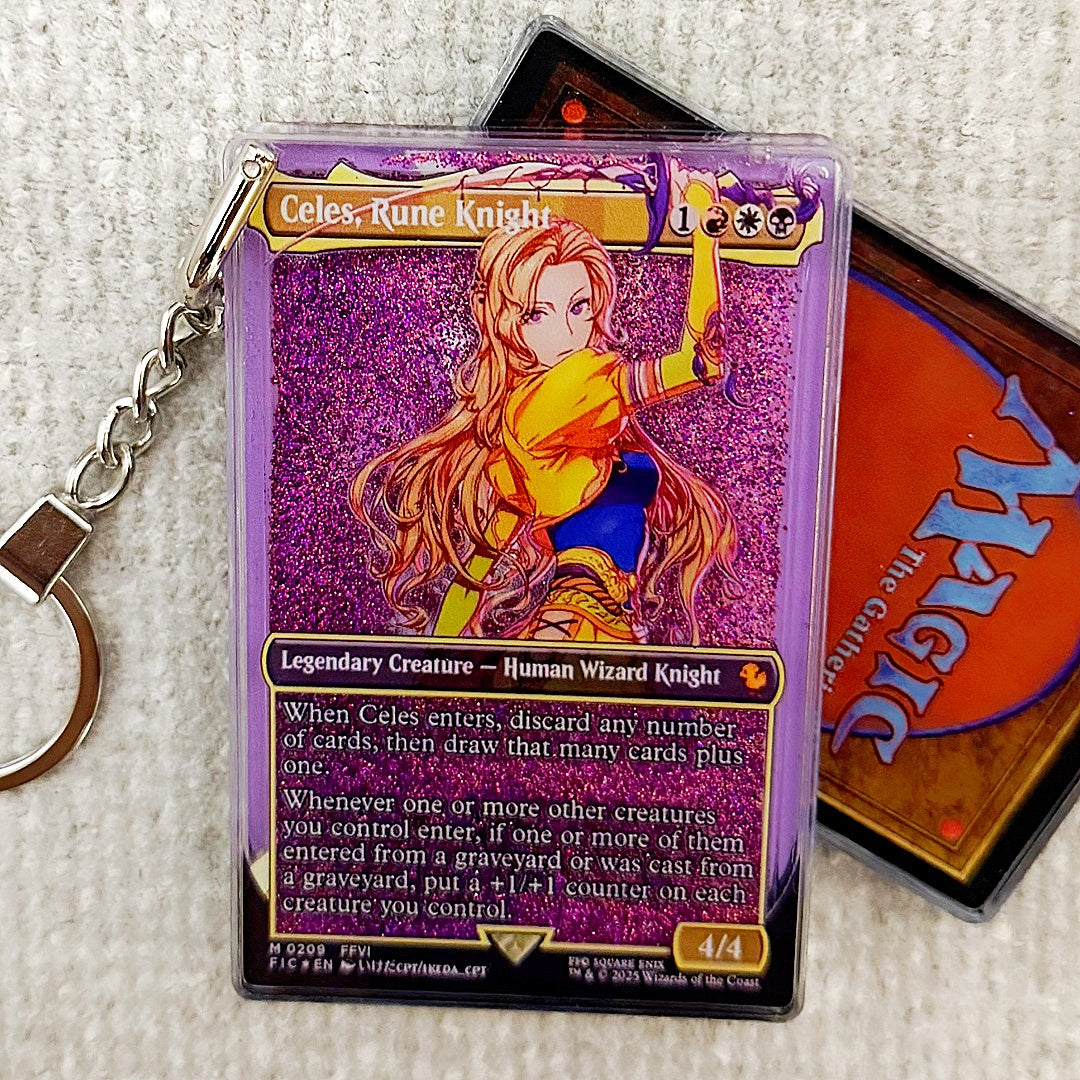 Celes,Rune Knight Card Quicksand Keychain