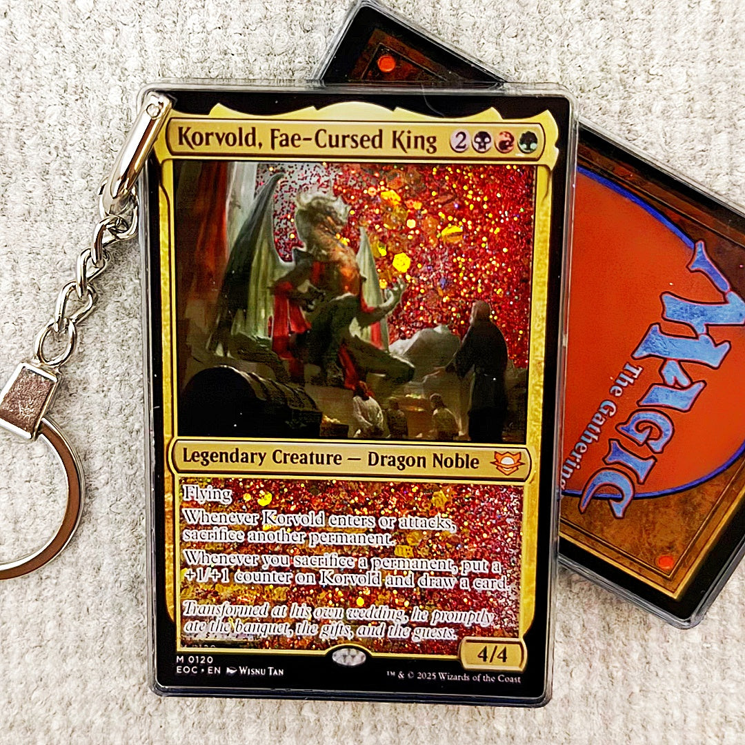 Korvold, Fae-Cursed King Card Quicksand Keychain