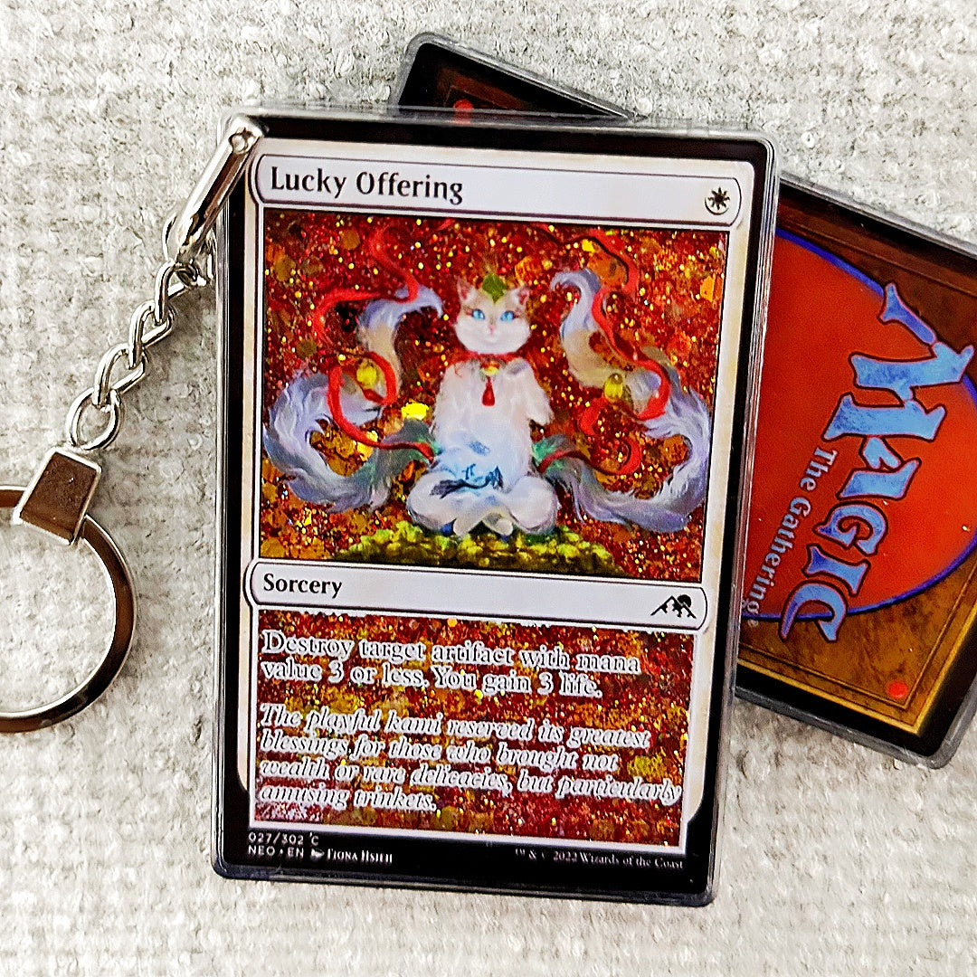 Lucky Offering Card Quicksand Keychain