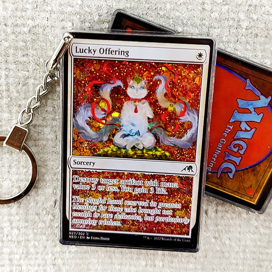 Lucky Offering Card Quicksand Keychain