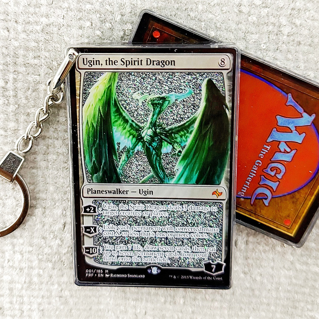 Ugin, the Spirit Dragon Card Quicksand Keychain