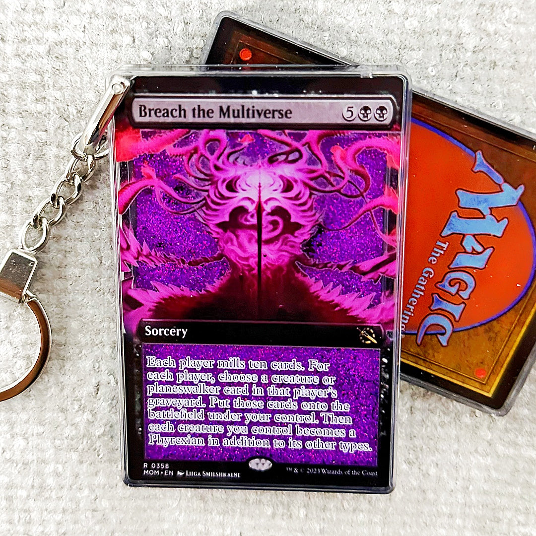 Breach the Multiverse Card Quicksand Keychain