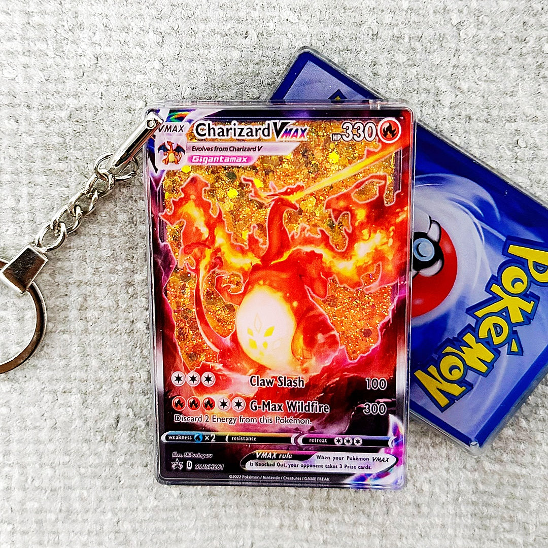 Charizard VMAX Card Quicksand Keychain