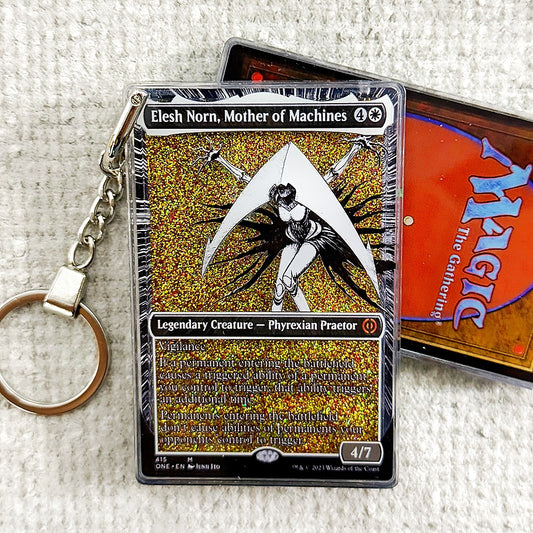 Elesh Norn, Mother of Machines Card Quicksand Keychain