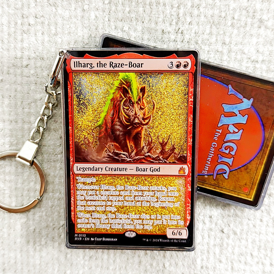 Ilharg, the Raze-Boar Card Quicksand Keychain