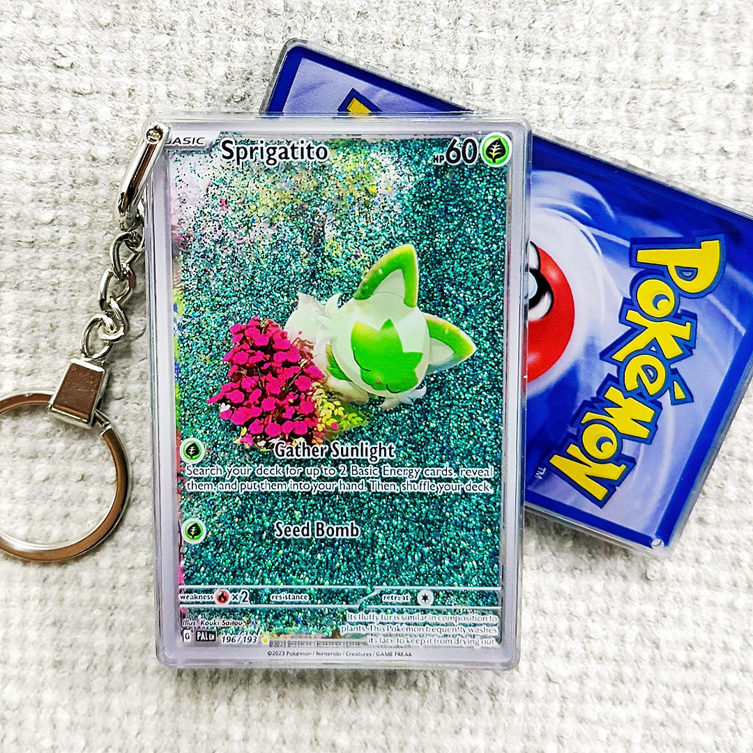 Sprigatito Card Quicksand Keychain