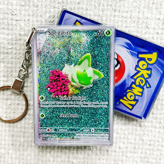 Sprigatito Card Quicksand Keychain