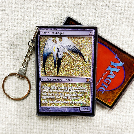 Platinum Angel Card Quicksand Keychain