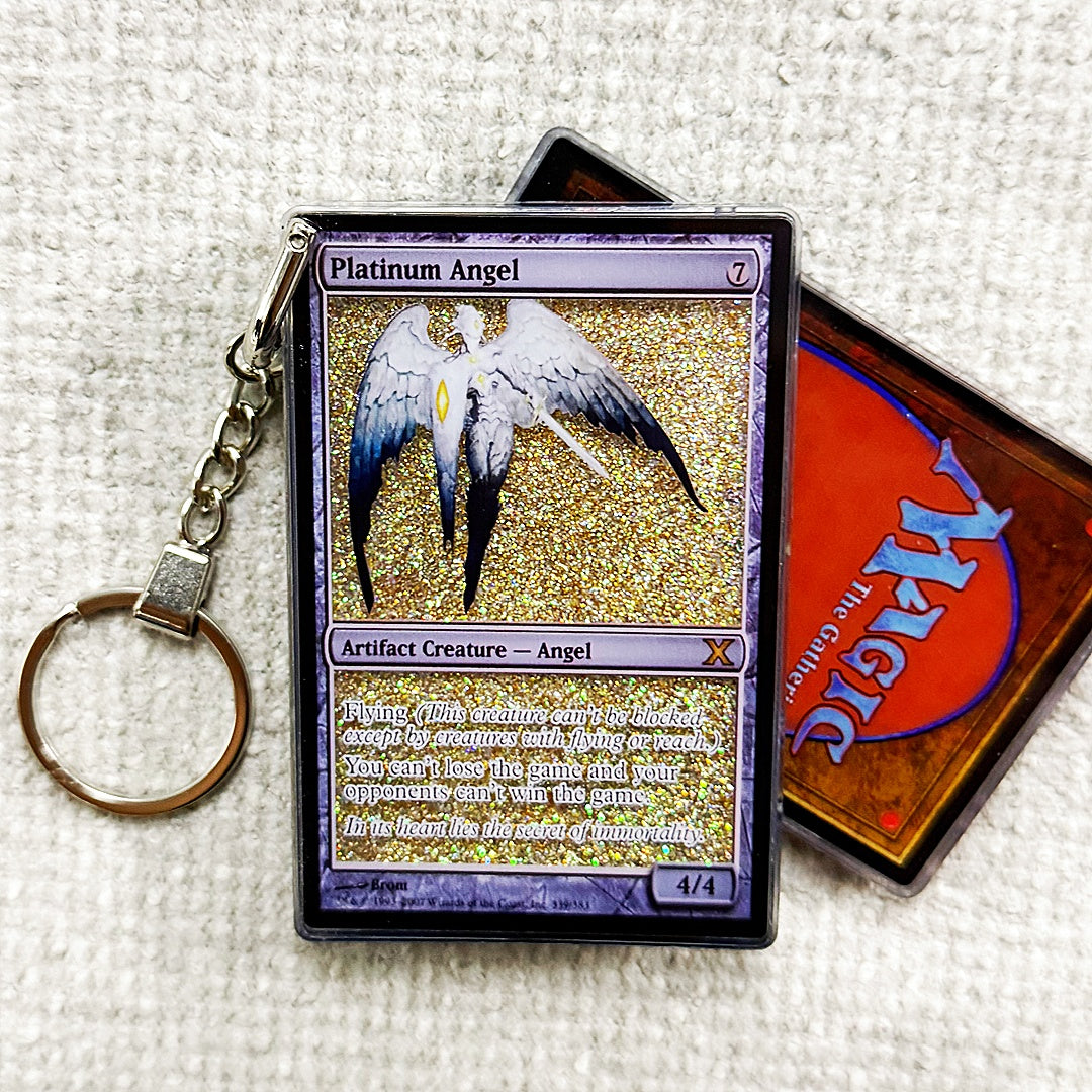 Platinum Angel Card Quicksand Keychain