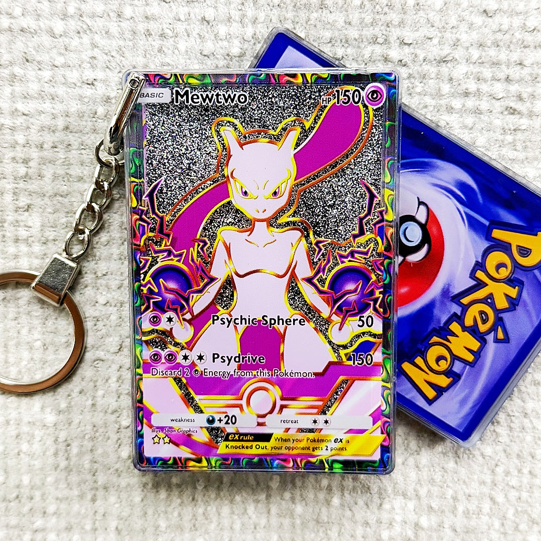 Mewtwo Card Quicksand Keychain