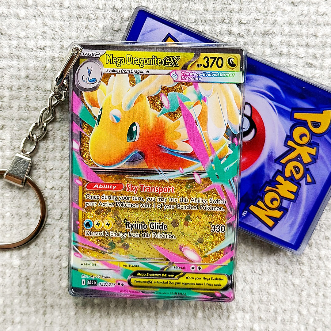 Mega Dragonite EX Card Quicksand Keychain