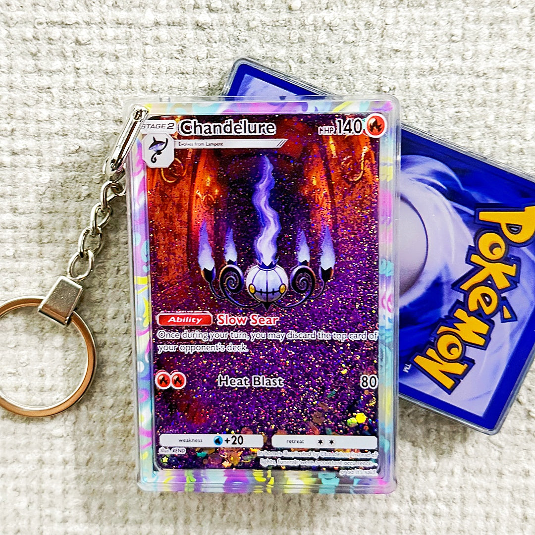 Chandelure Card Quicksand Keychain