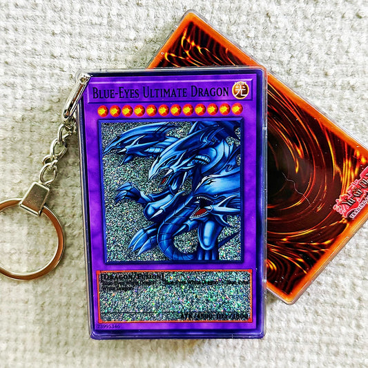 BLUE-EYES ULTIMATE DRAGON Card Quicksand Keychain