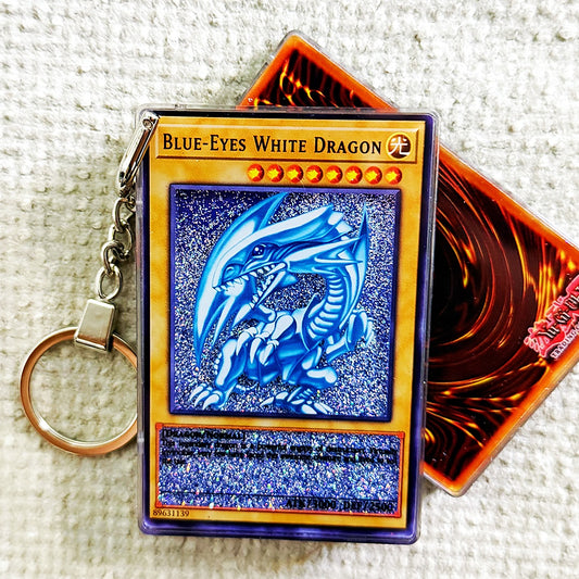 BLUE-EYES WHITE DRAGON Card Quicksand Keychain