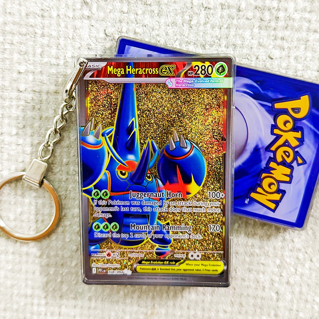 Mega Heracross EX Card Quicksand Keychain
