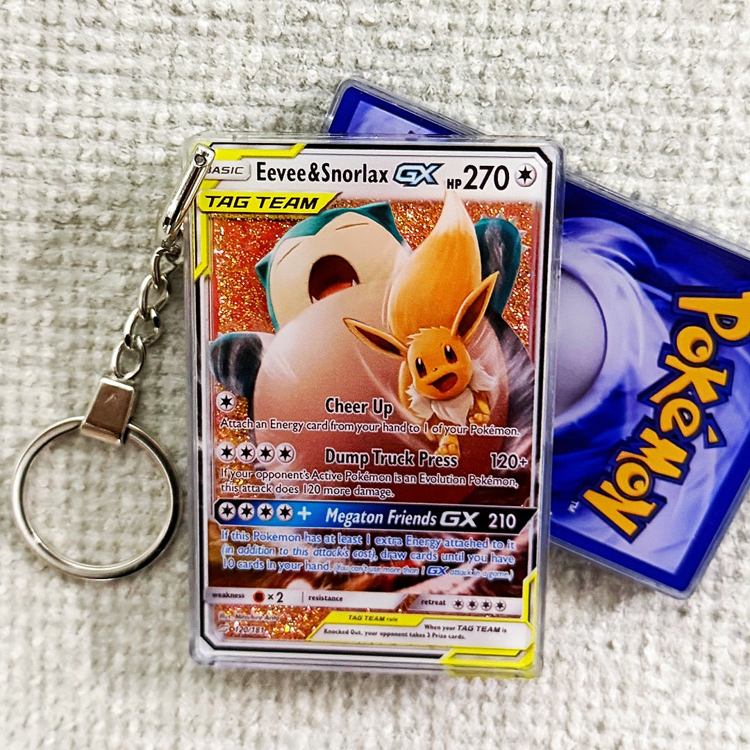 Eevee&Snorlax GX Card Quicksand Keychain