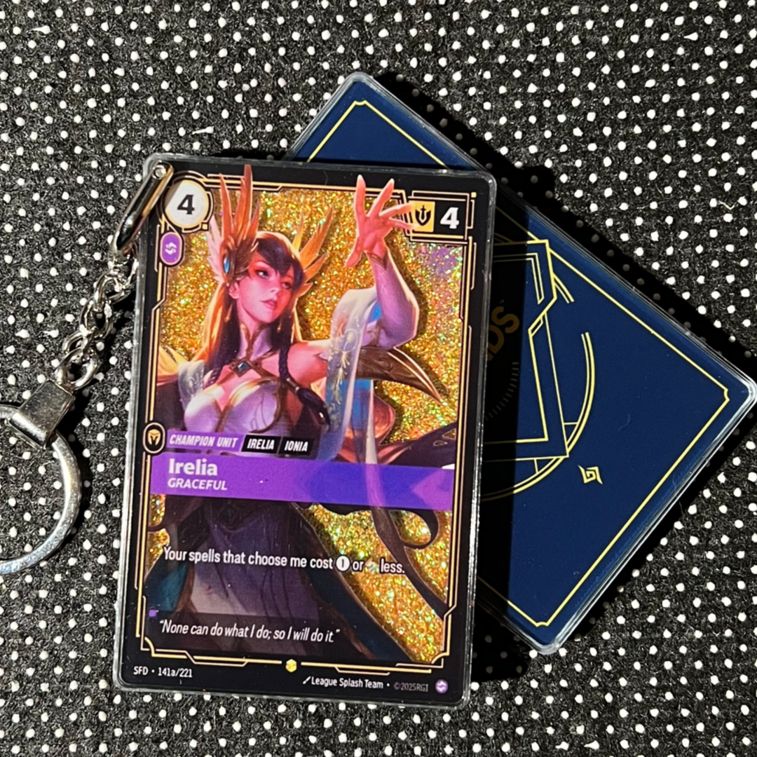 Irelia GRACEFUL Riftbound Card Quicksand Keychain