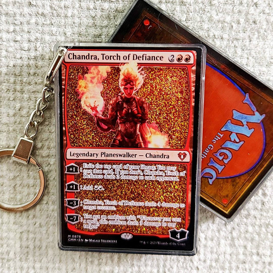 Chandra,Torch of Defiance Card Quicksand Keychain
