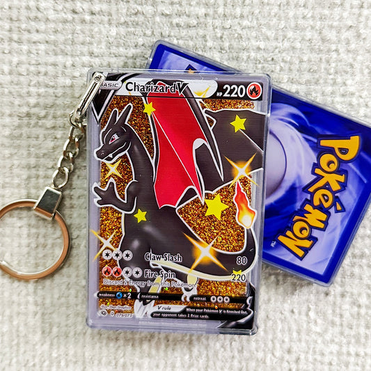 Charizard V Card Quicksand Keychain