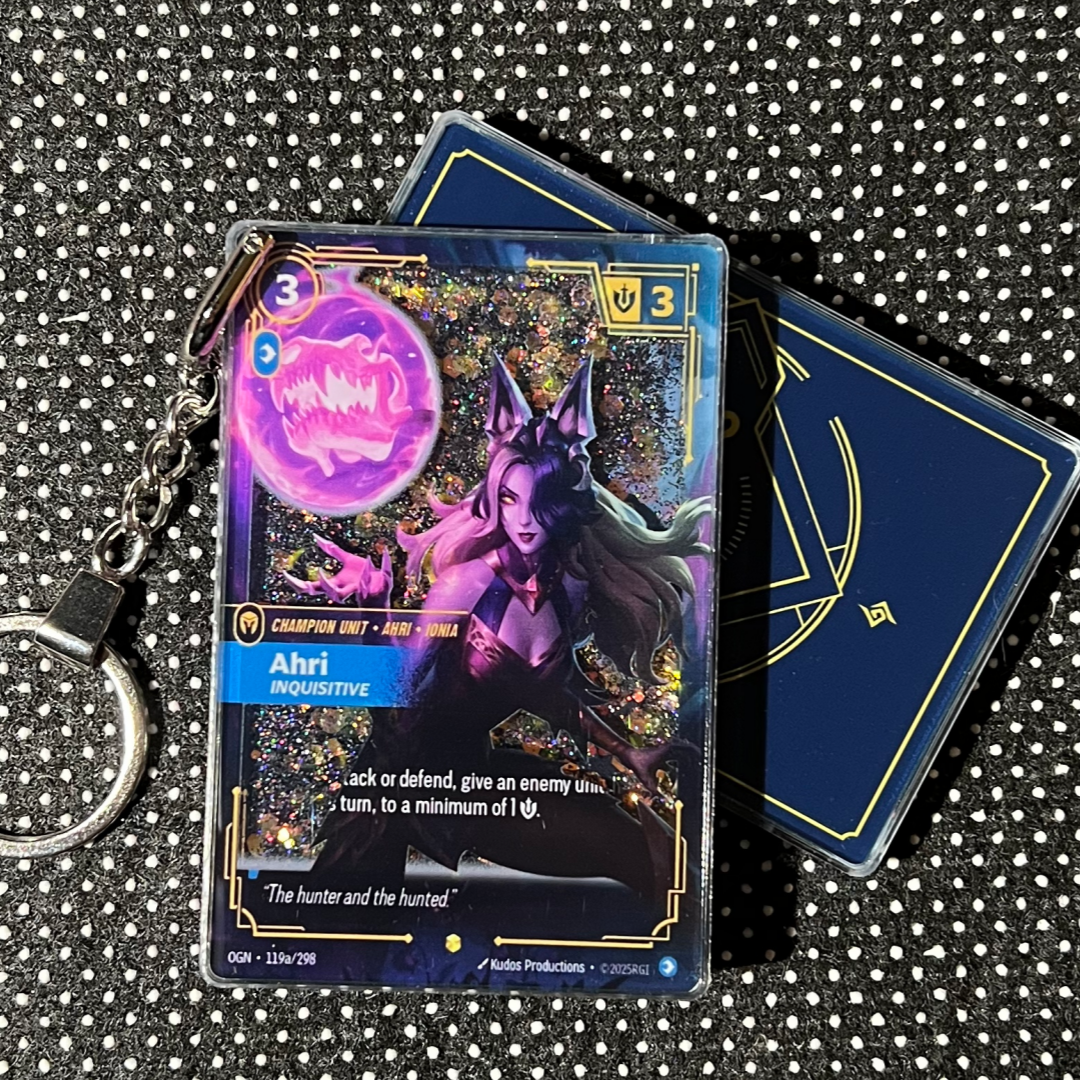 Ahri INQUISITIVE Riftbound Card Quicksand Keychain