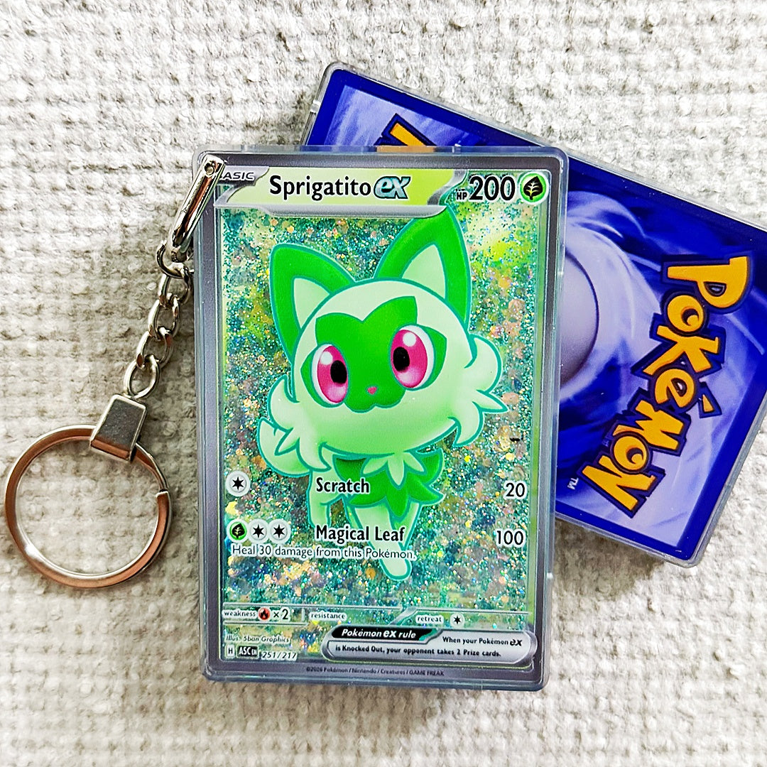 Sprigatito ex Card Quicksand Keychain