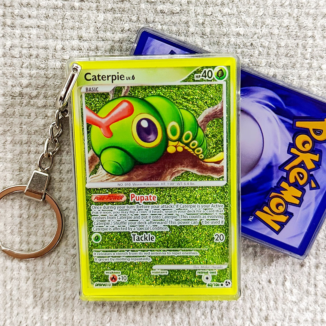 Caterpie Card Quicksand Keychain