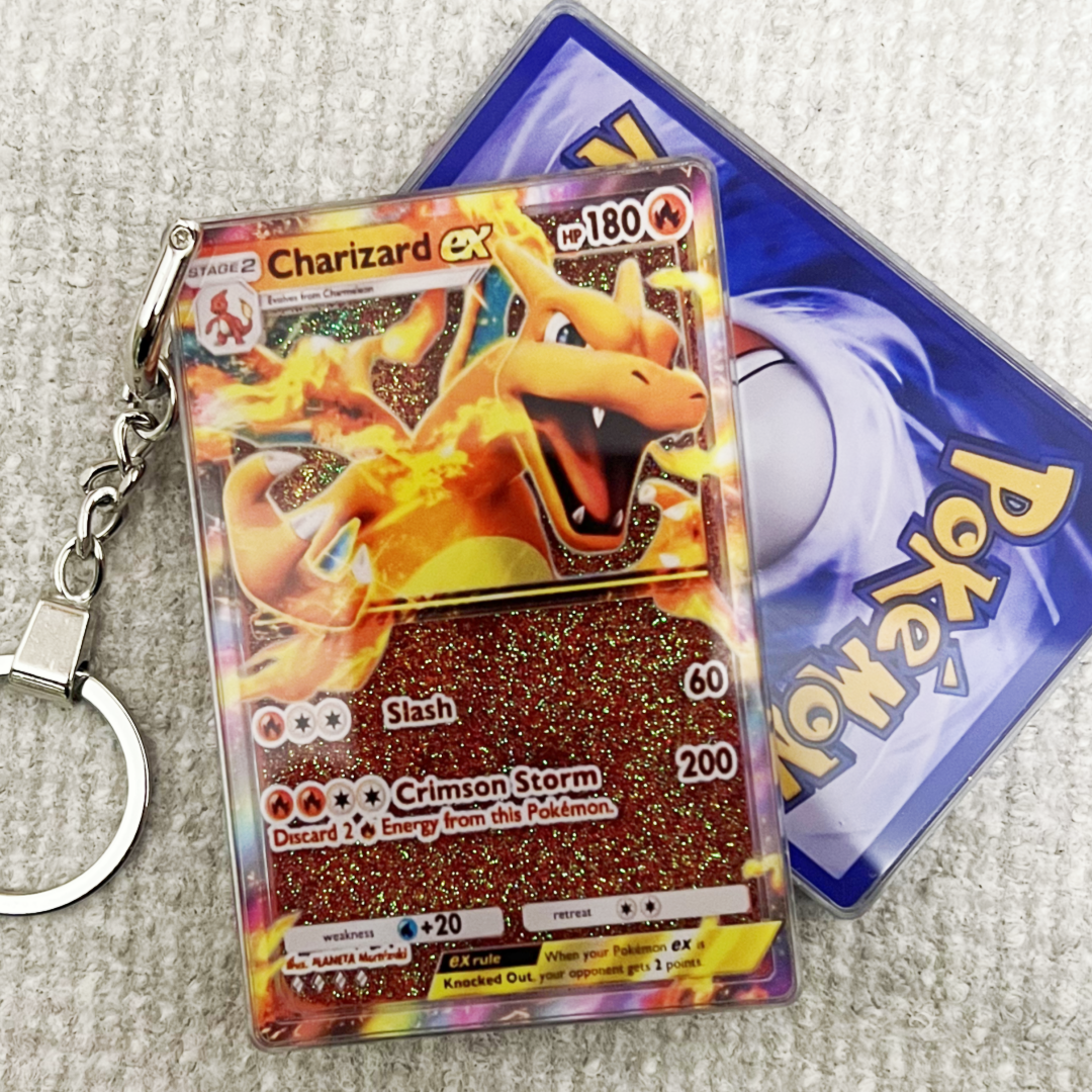 Charizard EX Card Quicksand Keychain