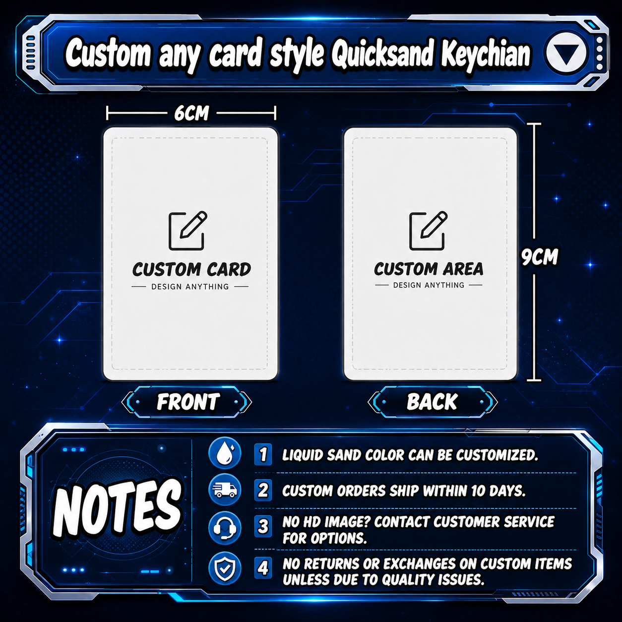 CUSTOM Any style Card Quicksand Keychain(50 PIECES)