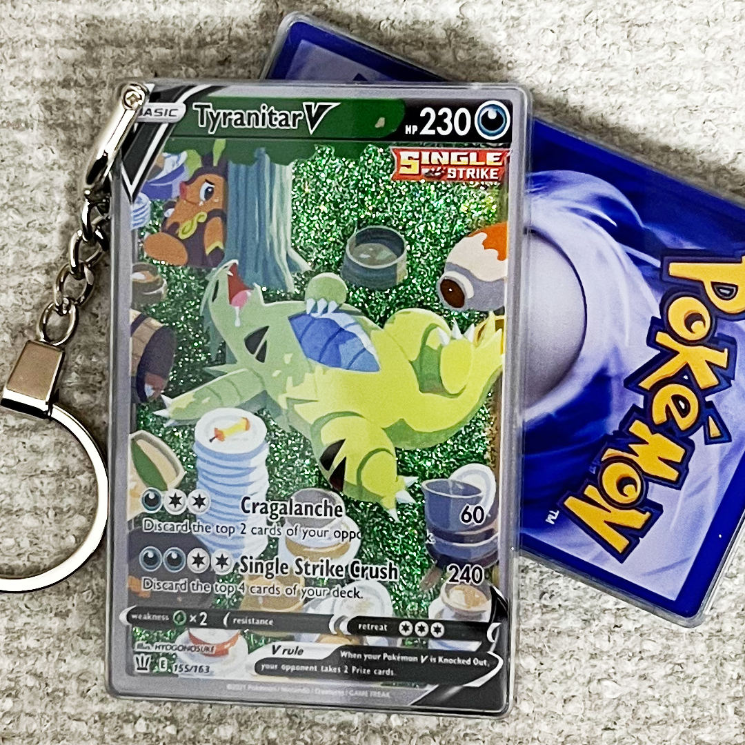 Tyranitar V Card Quicksand Keychain