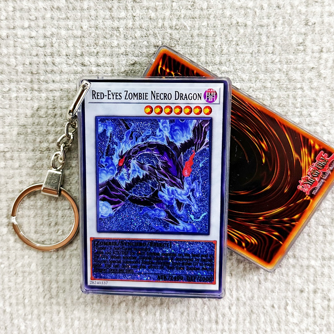 RED-EYES ZOMBIE NECRO DRAGON Card Quicksand Keychain