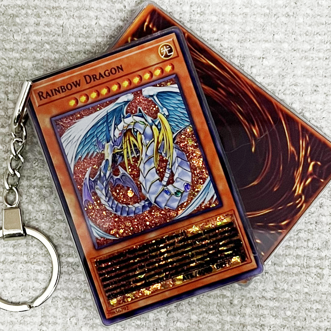 RAINBOW DRAGON Card Quicksand Keychain