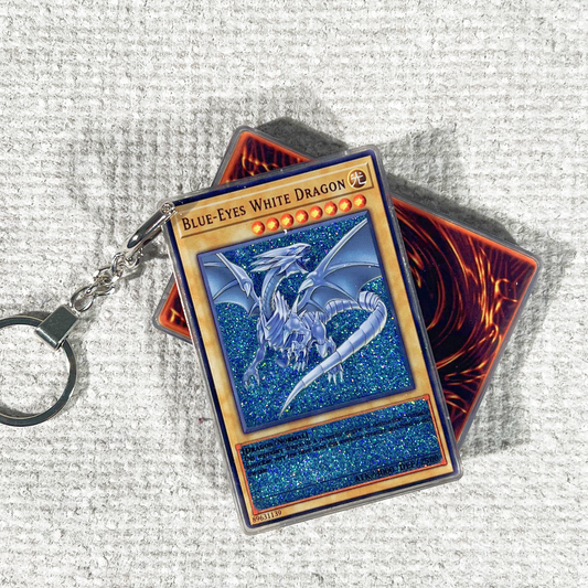 BLUE-EYES WHITE DRAGON Card Quicksand Keychain